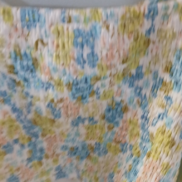 NYC Floral Blouse with Blue, Yellow, and Cream - Picture 7 of 8